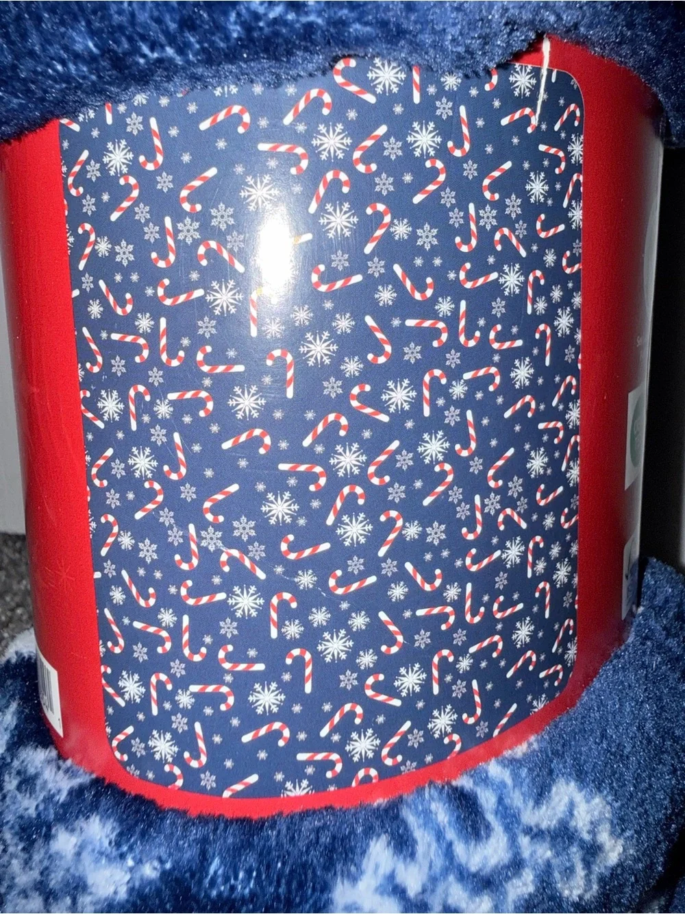 Holiday Time Plush Throw Blanket 50x60 Blue Candy Cane Snowflake Christmas NWT